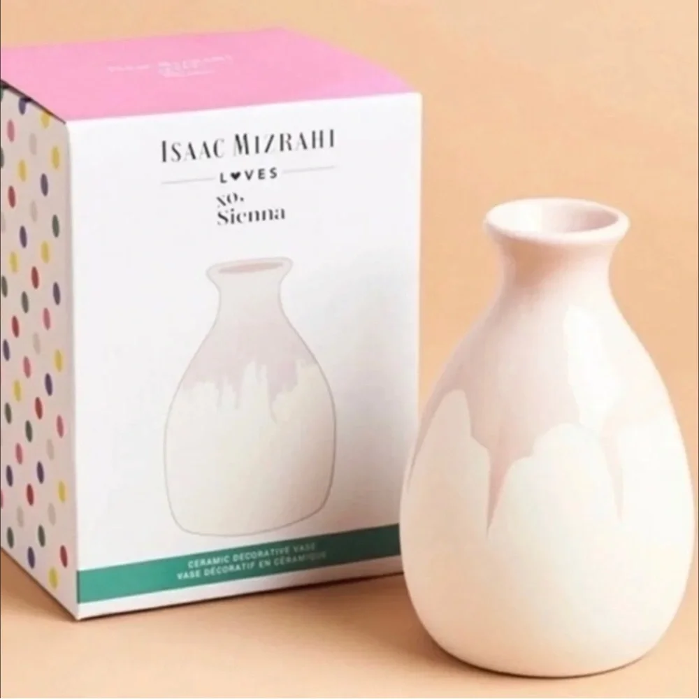 Isaac Mizrahi Sienna Ceramic Vase White and Pink
